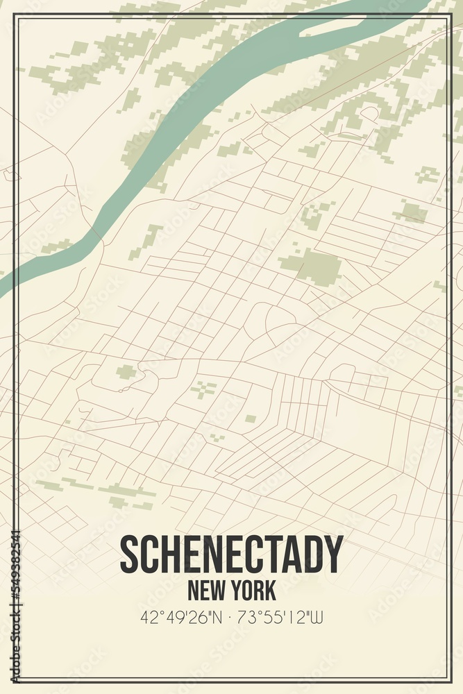 Retro US city map of Schenectady, New York. Vintage street map. Retro US city map of Schenectady, New York. Vintage street map.