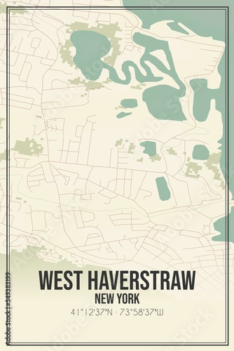 Retro US city map of West Haverstraw  New York. Vintage street map.