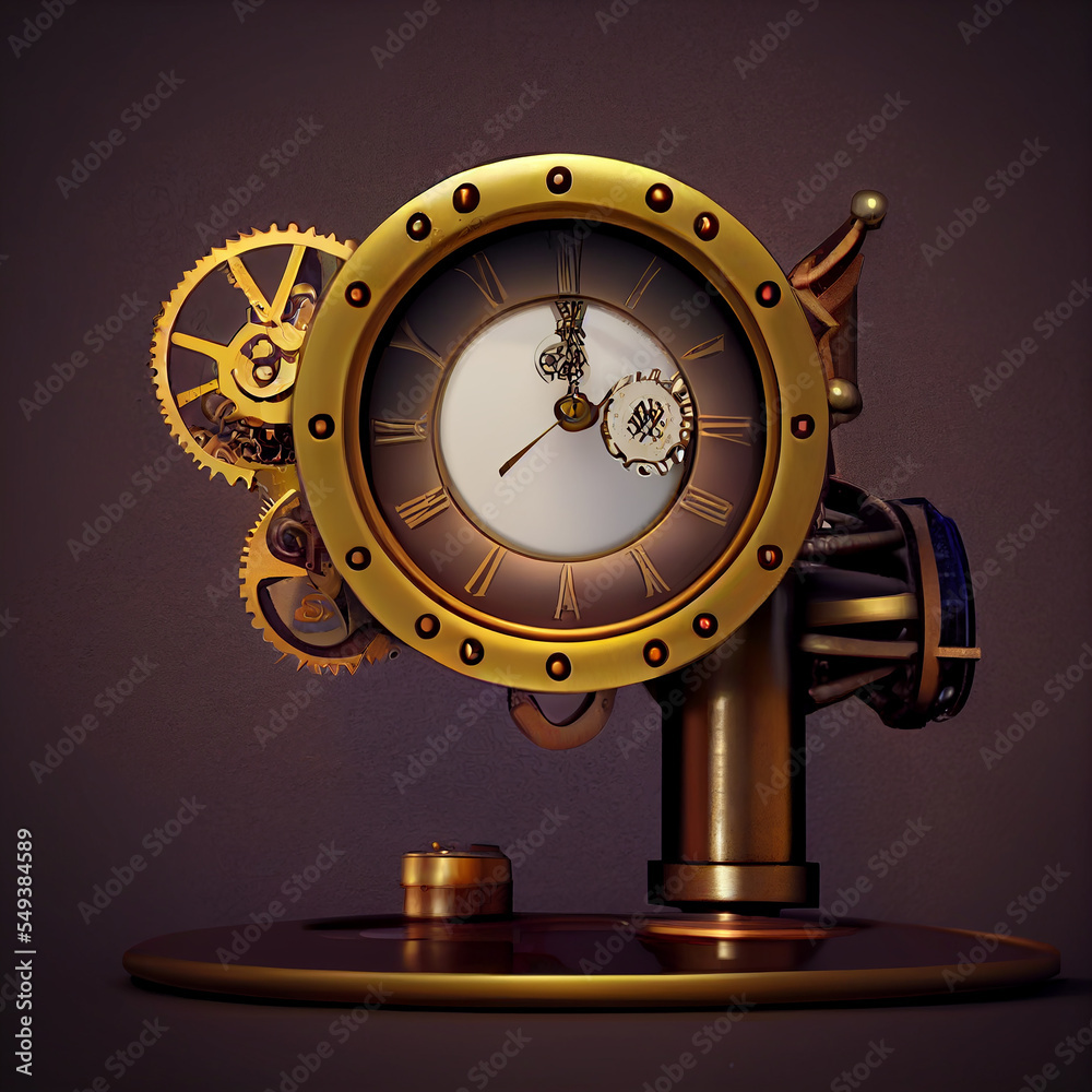 Mechanical Alarm clock . Steampunk style animal. 3d Mechanical Alarm clock . Steampunk style animal. 3d