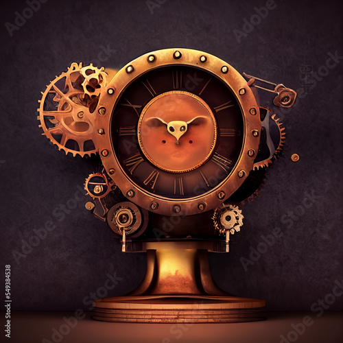 Mechanical Alarm clock . Steampunk style animal. 3d