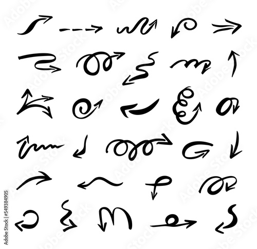 Vector set of hand drawn arrows, elements for presentation