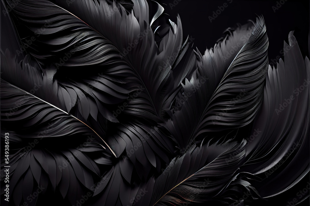 dark black feathers background as beautiful abstract wallpaper header Stock  Illustration