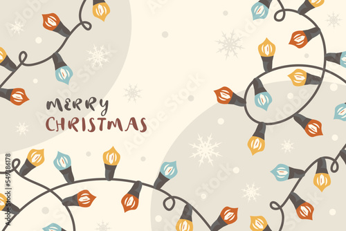 Fototapeta Naklejka Na Ścianę i Meble -  Hand drawn light christmas background with lanterns Christmas wallpaper