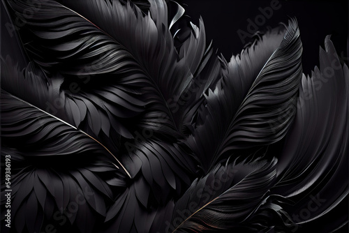 dark black feathers background as beautiful abstract wallpaper header