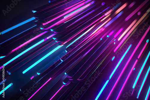 abstract background with glowing neon lights lines as colorful wallpaper header