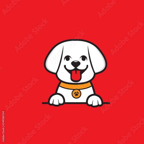 cute puppy sticking out tongue design vector