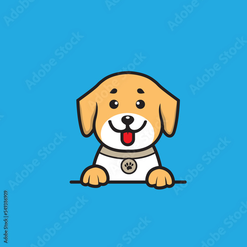 cute puppy sticking out tongue design vector