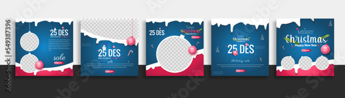 set of christmas social media post template web banner for promotions your product.