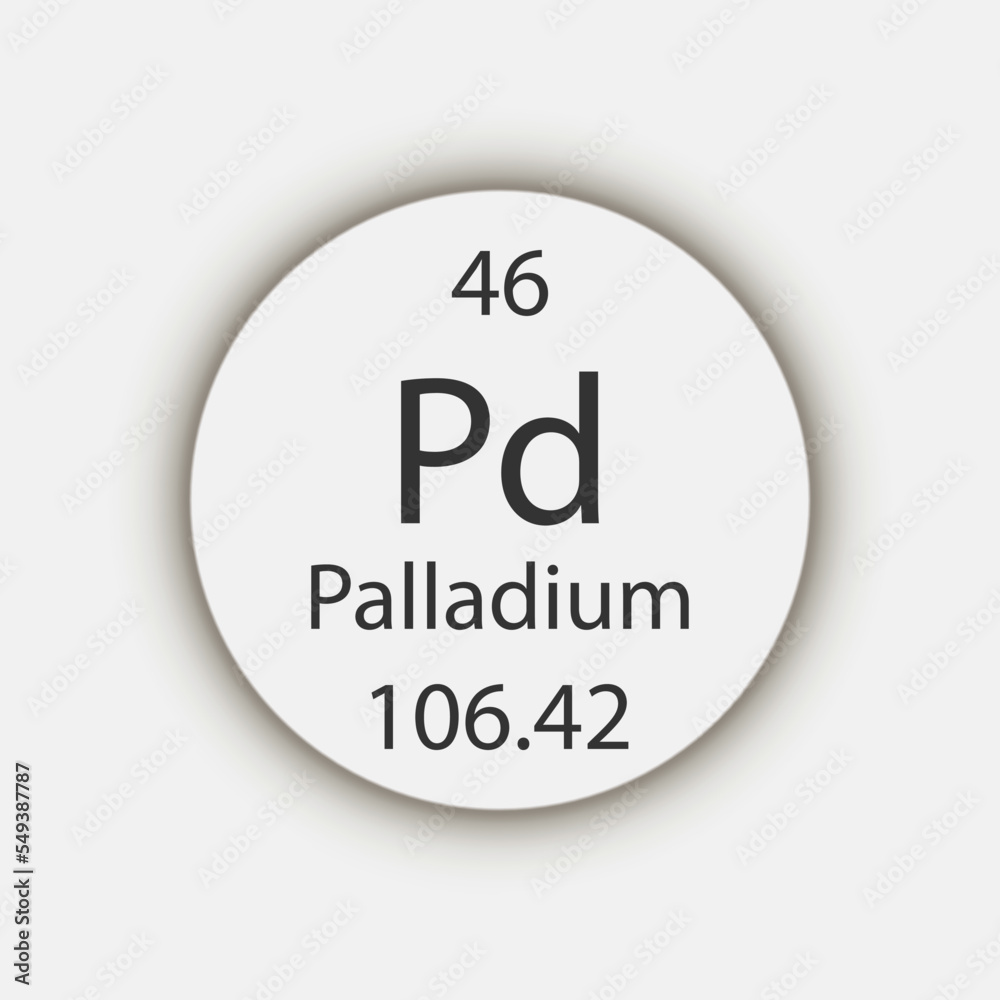 Palladium symbol. Chemical element of the periodic table. Vector illustration. Palladium symbol. Chemical element of the periodic table. Vector illustration.