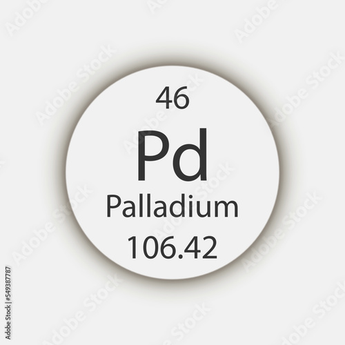 Palladium symbol. Chemical element of the periodic table. Vector illustration. © Ruslan