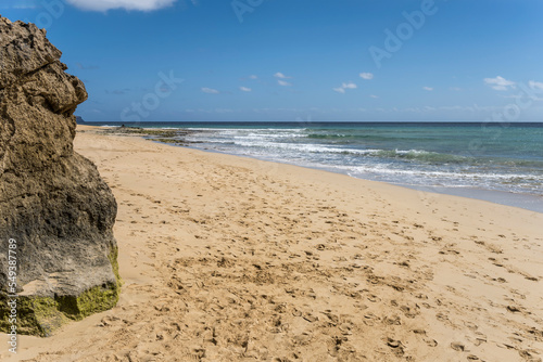 ocean waves on goldenrod sand at Calheta  Porto Santo island