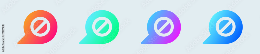 Fototapeta premium Block chat solid icon in gradient colors. Message signs vector illustration.