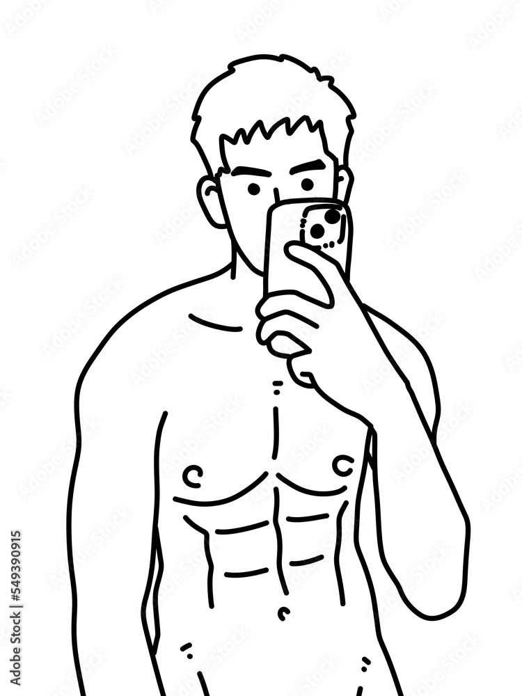 Fototapeta premium black and white of cute man cartoon for coloring