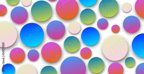 Colorful background with colorful 3D circles. Gradient round shapes. Candy effect.