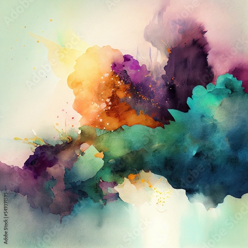 sophisticated color watercolor abstract background, a group of colorful smoke, illustration with azure paint