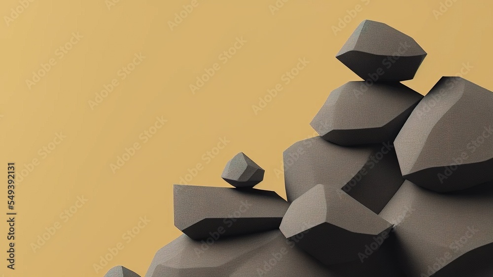 Black geometric Stone, Dark gray stone background, Black stone backdrop