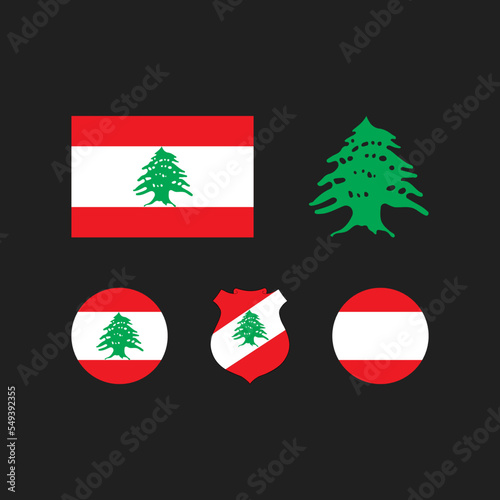 Lebanon national flag and emblem set.... photo
