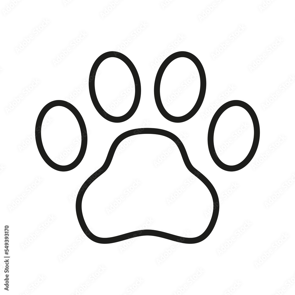 Dog or cat paw print icon. Pictogram isolated on a white background. Dog or cat paw print icon. Pictogram isolated on a white background.
