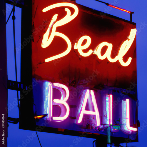 Abstract retro fictitious neon signs created with AI, Artificial Intelligence