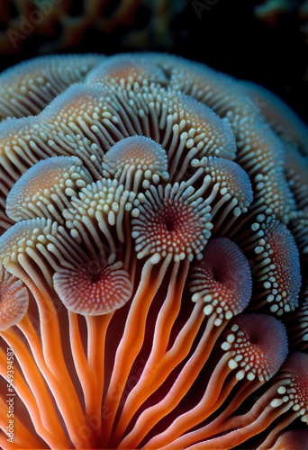 mushroom closeup, a close up of a sea creature, illustration with natural environment