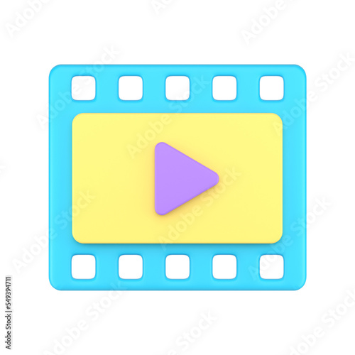 Cinema application film video content television channel broadcasting front view 3d icon