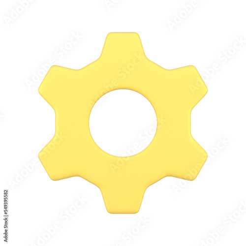 Cogwheel gear mechanism workflow setting engineering support yellow badge 3d icon