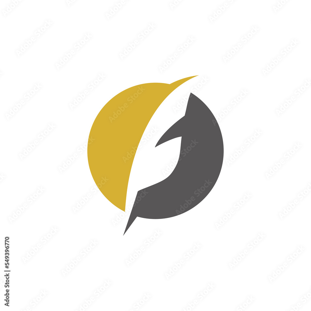 Feather in circle emblem logo design isolated on white background Feather in circle emblem logo design isolated on white background