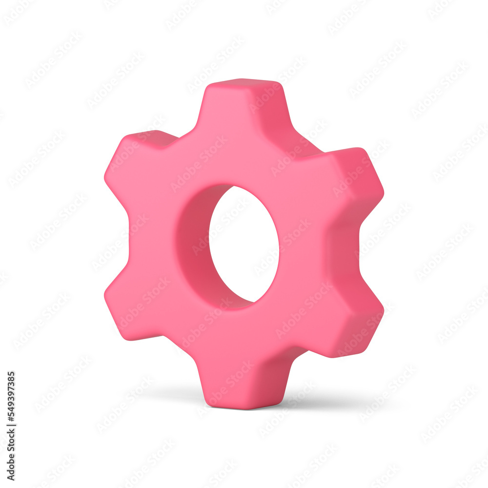 Pink cog isometric badge machinery mechanism setting development web application 3d icon Pink cog isometric badge machinery mechanism setting development web application 3d icon