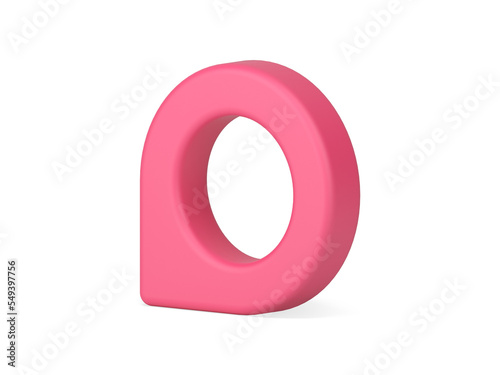 Pink map pointer 3d icon. Web navigation symbol with position location