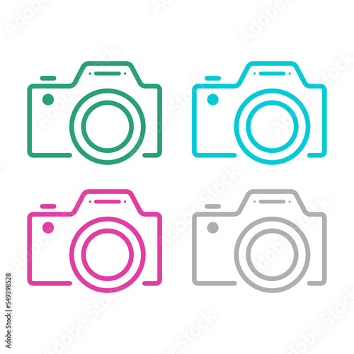 Set of Camera flat web icon, photography digital design, retro equipment symbol vector illustration