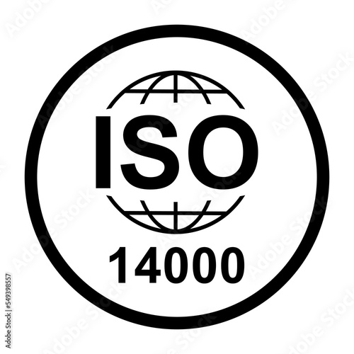 Iso 14000 icon. Environmental Management. Standard quality symbol. Vector button sign isolated on white background