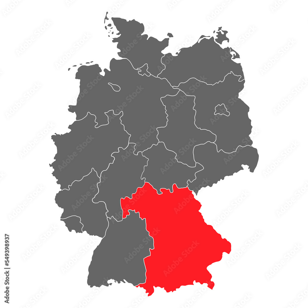 Germany map icon of Bavaria, geography blank concept, isolated graphic background vector illustration Germany map icon of Bavaria, geography blank concept, isolated graphic background vector illustration