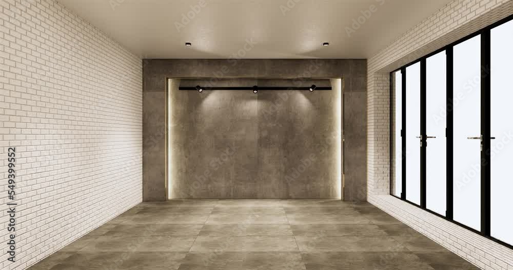 Architecture and interior concept Empty room and granite wall and concrete wall background 3D illustration rendering