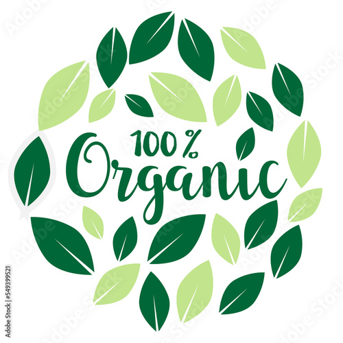 Organic product badge transparent design element. 100% organic clipart