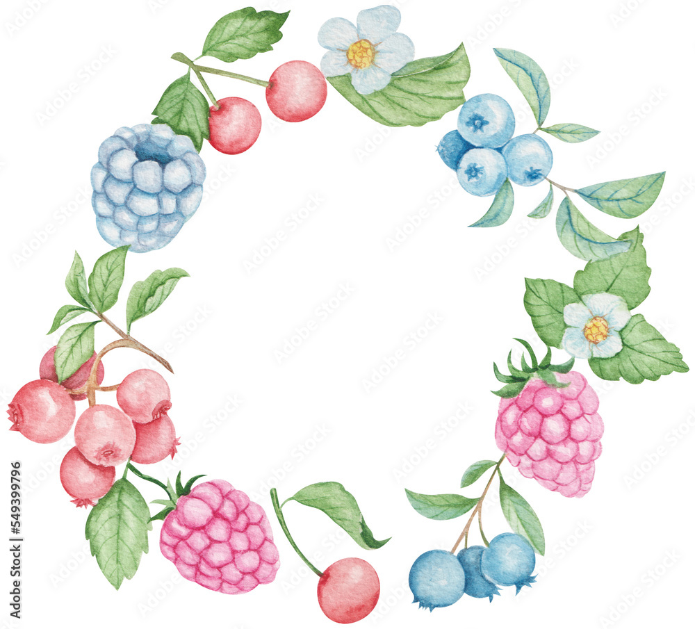 Berries wreath frame hand drawn watercolor clipart Berries wreath frame hand drawn watercolor clipart