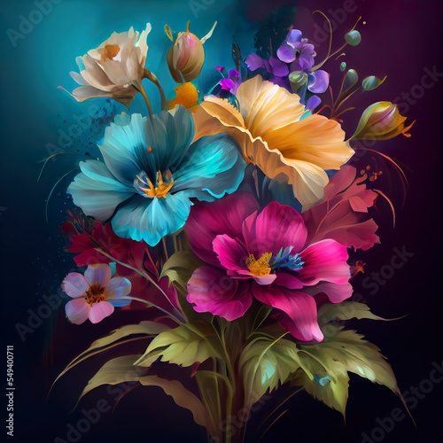 beautiful flowers  color blooming  illustration  background pattern  illustration with flower plant