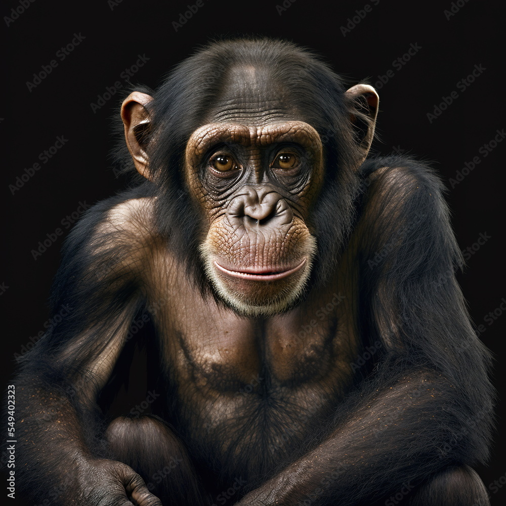 Chimpanzee Face Close Up Portrait - AI illustration 05