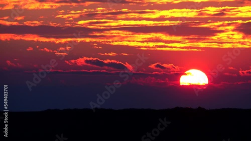 Colorful red sunset landscape in autumn photo