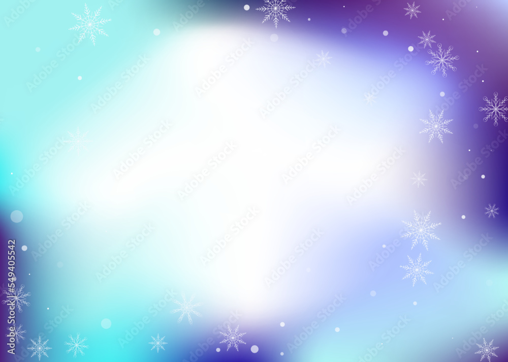 Snowflakes. Snow, snowfall. Falling scattered white snowflakes on a white-blue gradient background. Vector Snowflakes. Snow, snowfall. Falling scattered white snowflakes on a white-blue gradient background. Vector