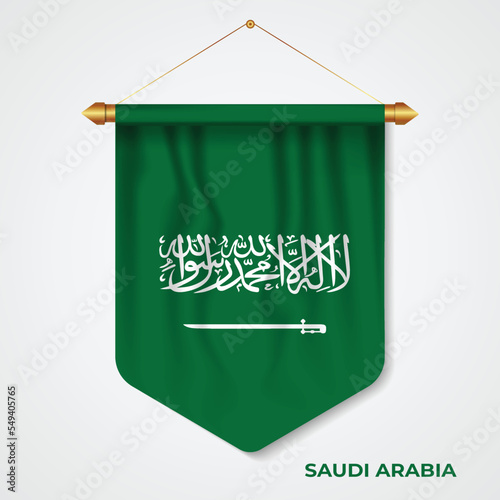 3d realistic pennant Saudi Arabia with flag