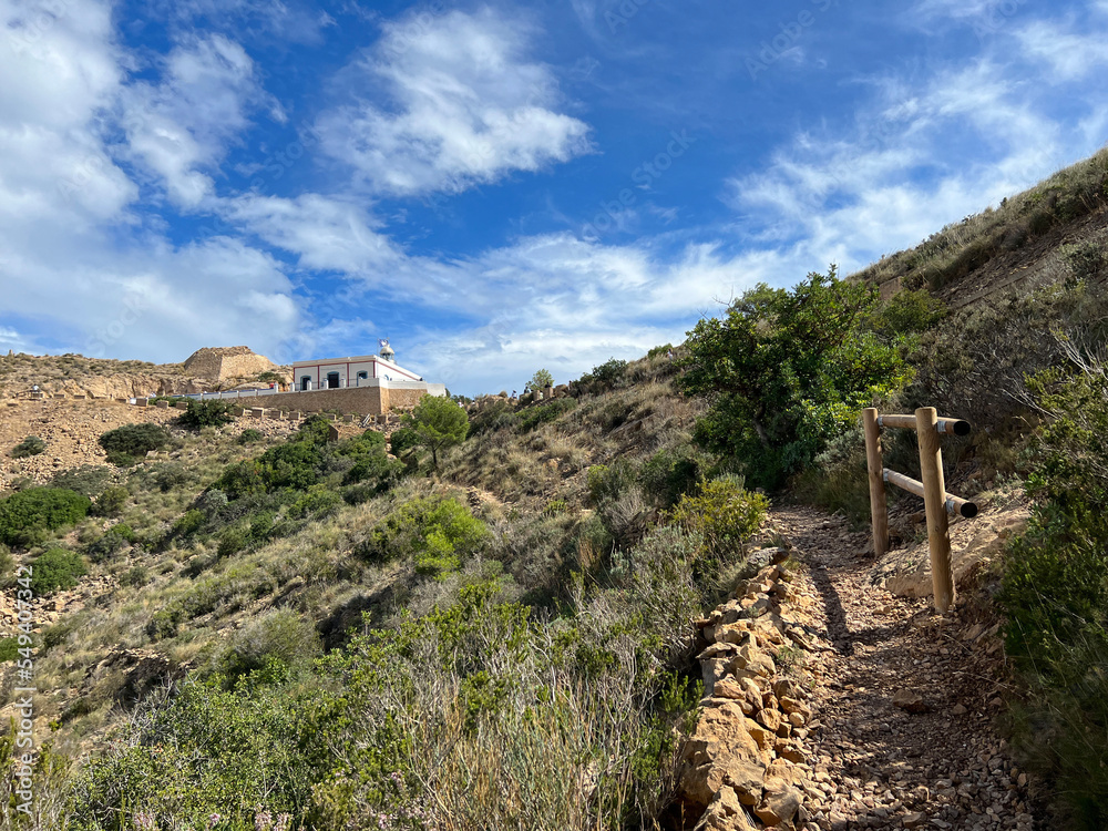 Fototapeta premium Hiking path towards the viewpoint of Faro del Albir