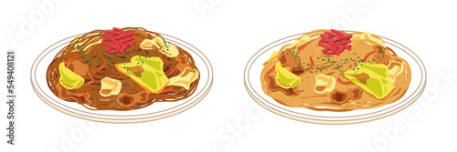 焼きそばと焼きうどんのセット