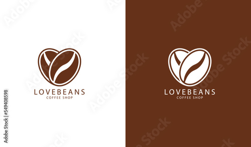 coffee beans heart logo coffee shop
