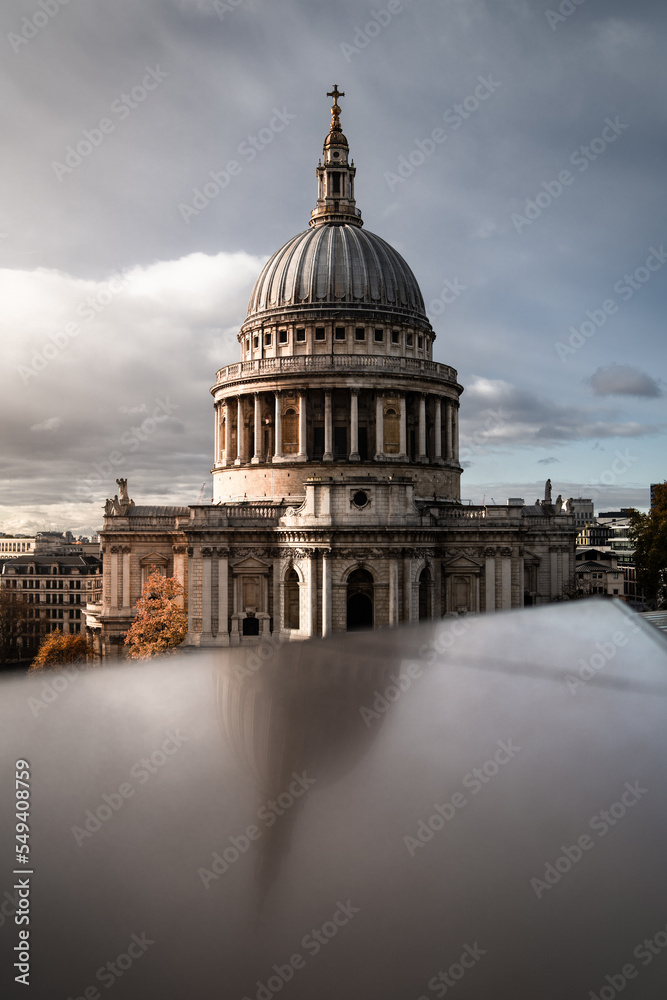 Rooftop view of the dome of St. Paul Cathedral at sunset, London