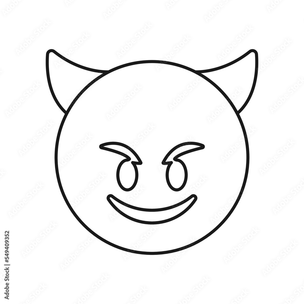 Smiling face with horns emoji icon. Monster emoticon symbol modern, simple, vector, icon for website design, mobile app, ui. Vector Illustration Smiling face with horns emoji icon. Monster emoticon symbol modern, simple, vector, icon for website design, mobile app, ui. Vector Illustration