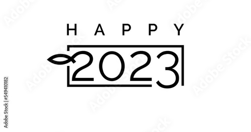 Animated Happy New Year 2023. Concept for greeting of New Year 2023. 4K video
