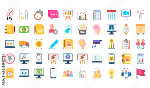 Business cooperation icons set. Flat set of business cooperation vector icons for web design isolated on white background