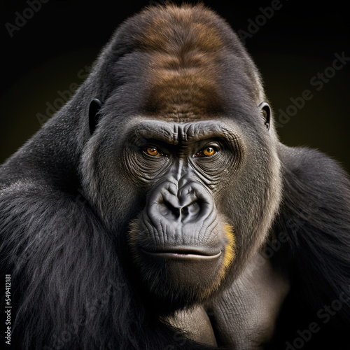 Gorilla Face Close Up Portrait - AI illustration 04