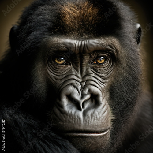 Gorilla Face Close Up Portrait - AI illustration 05