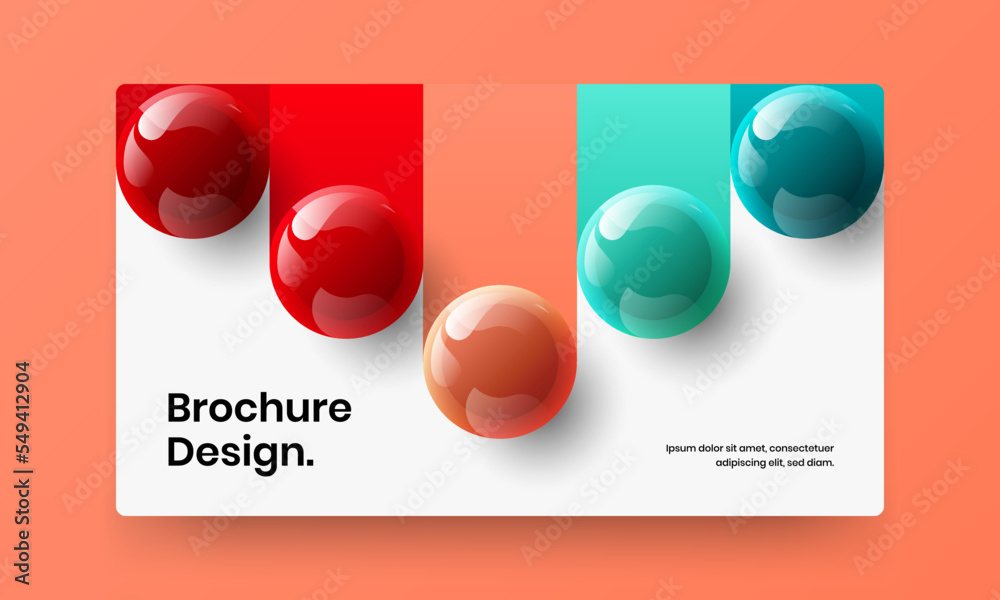 Clean 3D balls leaflet concept. Modern website screen vector design layout.